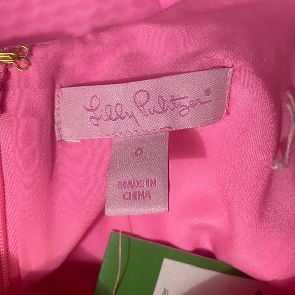 Lilly Pulitzer Emery Shift Dress Women's Size 0 Pink Gold Embellished V Neck - Picture 5 of 13